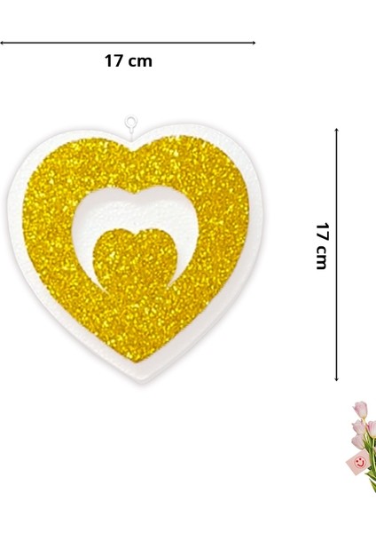 Kalp Sarkıt Strafor Süs, 17 cm x 4 Adet - Altın