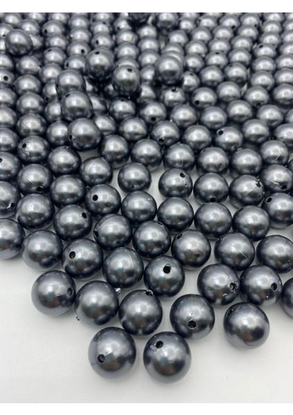 16MM Gri Renk Plastik Inci Boncuk, Çanta ve Takı Yapım Boncuğu (250 GR,~120 Adet)