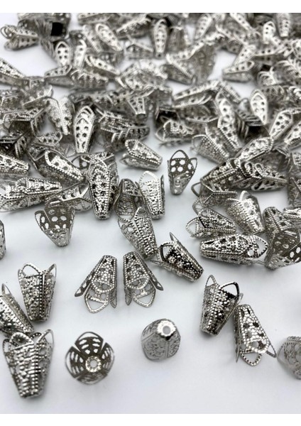 50 Adet Nikel Kaplama Gümüş Renk Demir Püskül,takı Yapım Kapak Püskül