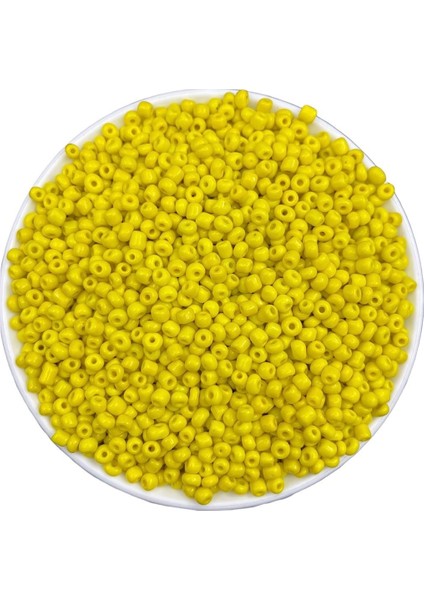 50 Gramsarı Renk Mat Cam Kum Boncuk , Takı Yapım Boncuğu (50GR,~600 Adet)