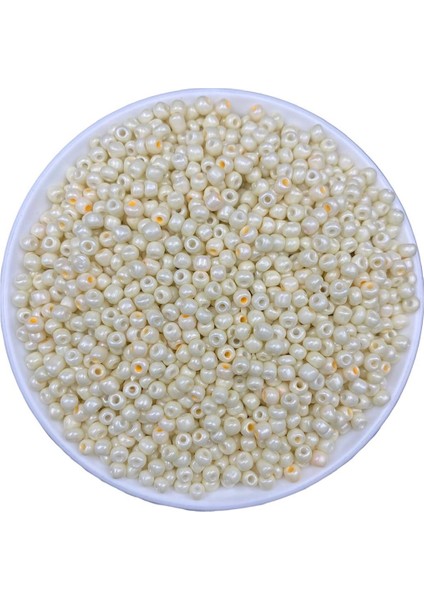 50 Gram Krem Renk Mat Cam Kum Boncuk , Takı Yapım Boncuğu (50GR,~600 Adet)