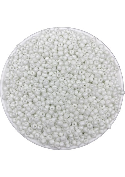 50 Gram Beyaz Renk Mat Cam Kum Boncuk , Takı Yapım Boncuğu (50GR,~600 Adet)