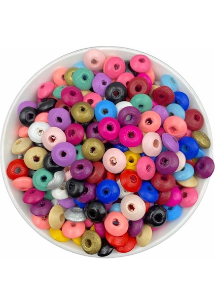 12MM Ufo Model Karışık Renkli Ahşap, Tahta Boncuk, 6X12MM Ahşap Boncuk (50GR,~200 Adet) fiyatları
