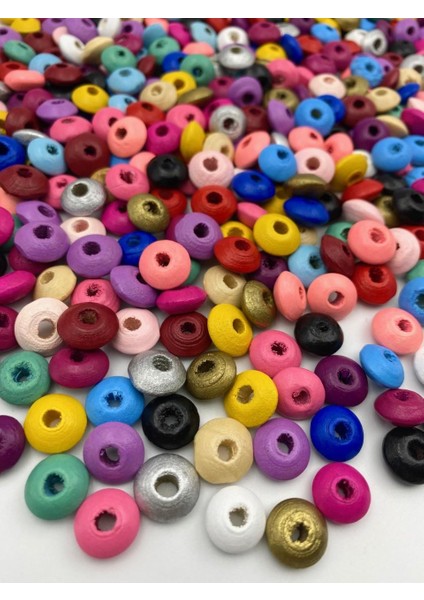 12MM Ufo Model Karışık Renkli Ahşap, Tahta Boncuk, 6X12MM Ahşap Boncuk (50GR,~200 Adet) modelleri