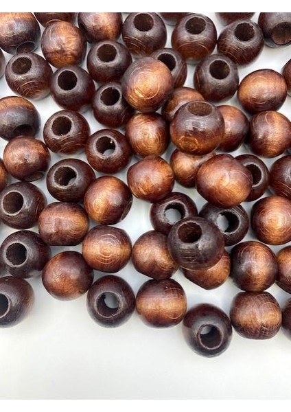 20MM Kahverengi Ahşap,tahta Boncuk (100GR,~50 Adet Boncuk)