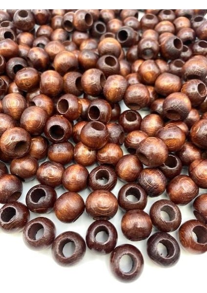 14MM Kahverengi Ahşap,tahta Boncuk (100GR,~120 Adet Boncuk)