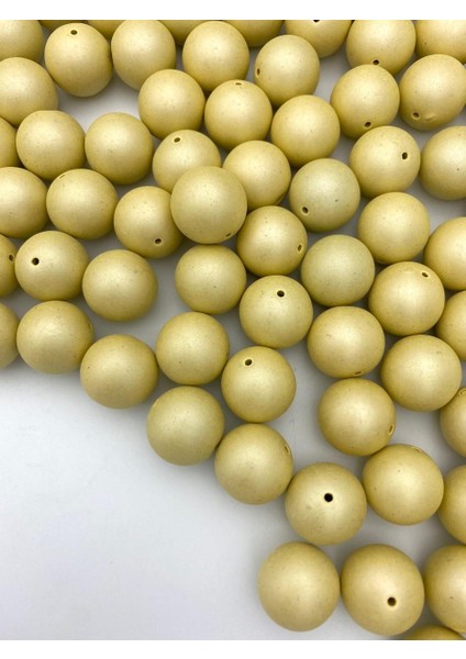 18MM Krem Renk Mat Metalik Plastik Boncuk (100GR,~28 Adet)