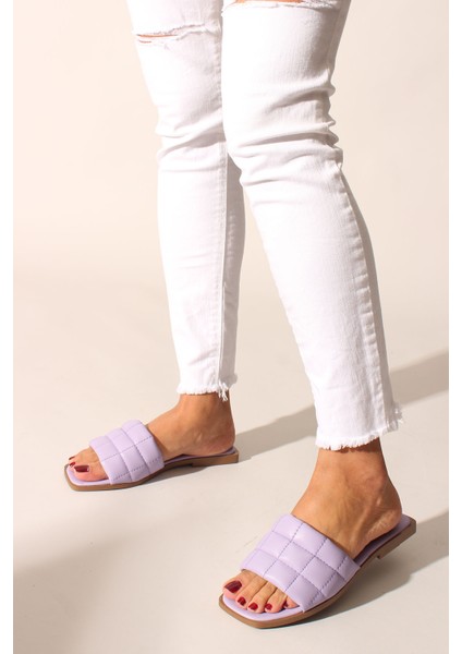 Plus Lila Cilt Kadın Terlik