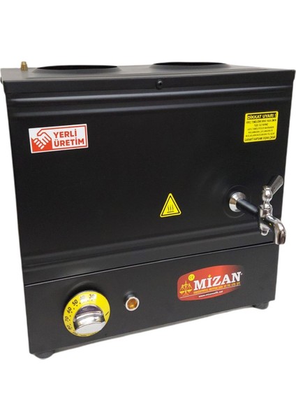 Çift Demlik 20 Lt. Pleytsiz Çay Kazanı - Elektrikli Siyah Kahveci Ocağı