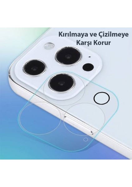 Polham 2 Adet iPhone 13 Pro, 13 Pro Max Uyumlu Arka Kamera Kırılmaz Cam Koruyucu, Baloncuk Bırakmaz