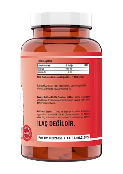 Krill Oil 1000 Mg Astaksantin 2 Mg 90 Softgel fiyatları
