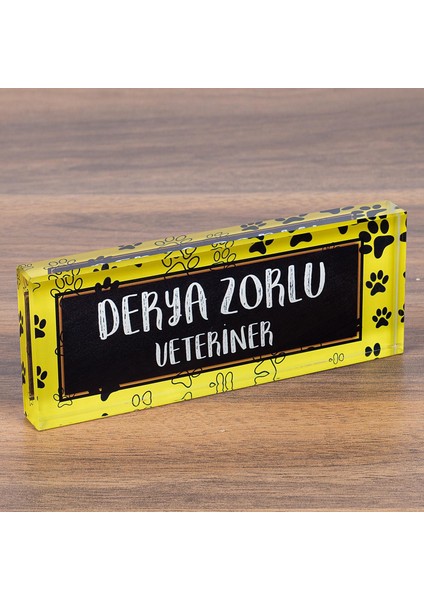 Veteriner Kristal Masa Isimliği Ofis Masaüstü Isimlik