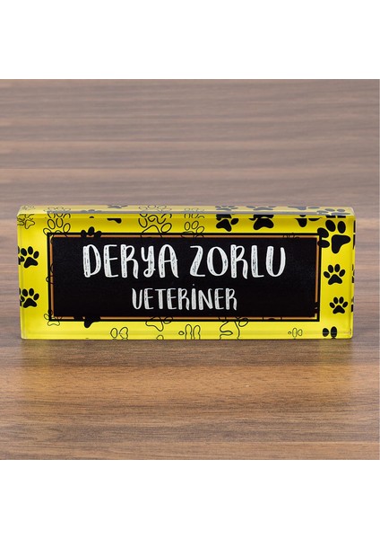 Veteriner Kristal Masa Isimliği Ofis Masaüstü Isimlik modelleri