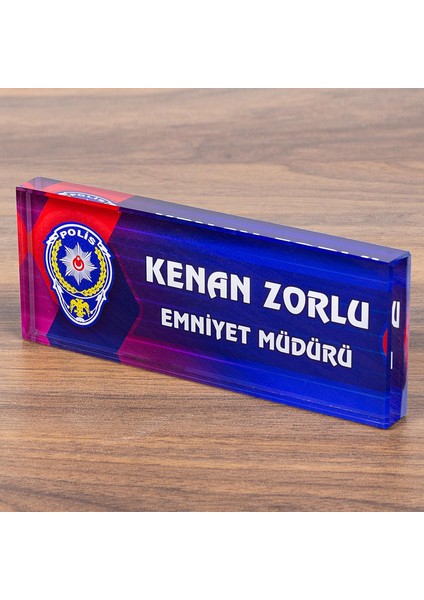 Polislere Özel Kristal Masa Isimliği Polis Logolu Isimlik