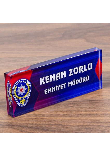 Polislere Özel Kristal Masa Isimliği Polis Logolu Isimlik fiyatları