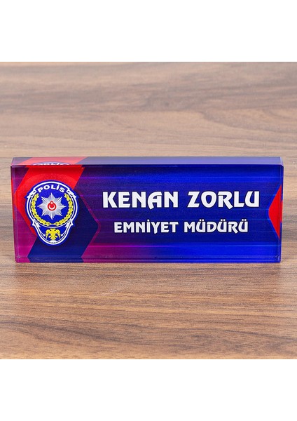Polislere Özel Kristal Masa Isimliği Polis Logolu Isimlik modelleri