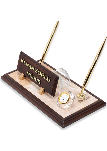 Mermer Zeminli Çift Kalemli Masa Isimlik Ahşap Masa Isimliği fiyatları