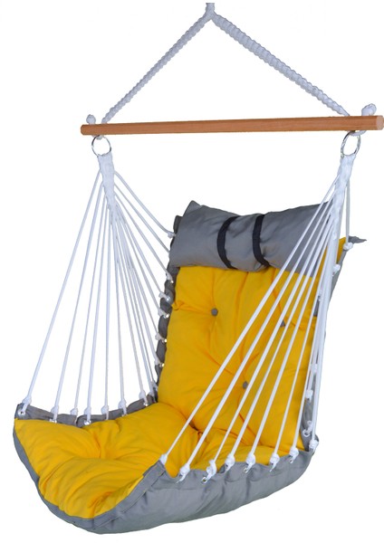 Püsküllü Sandalye Salıncak Yastıklı (Indigo & Kırmızı) Minderli