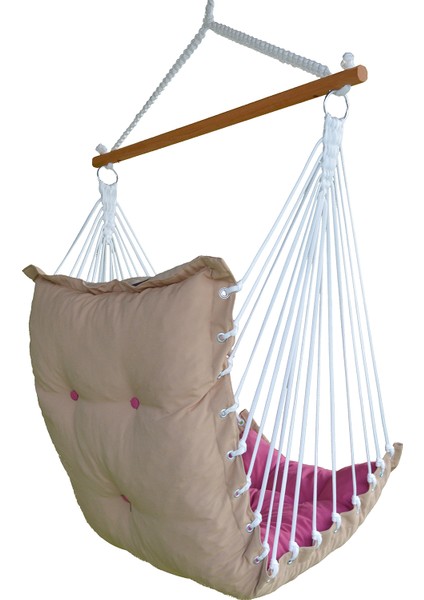 Püsküllü Sandalye Salıncak Yastıklı (Indigo & Kırmızı) Minderli