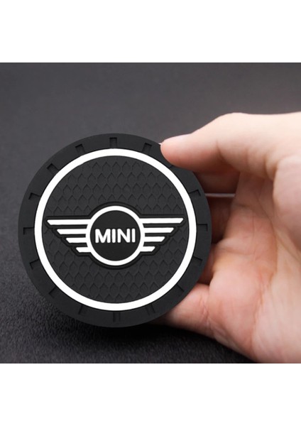 Mini Cooper Araç Içi Bardak Altlığı Siyah Mini Logolu 2'li Set 72MM