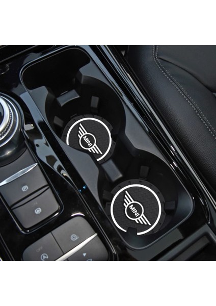 Mini Cooper Araç Içi Bardak Altlığı Siyah Mini Logolu 2'li Set 72MM