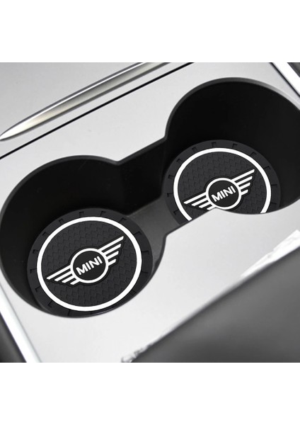 Mini Cooper Araç Içi Bardak Altlığı Siyah Mini Logolu 2'li Set 72MM