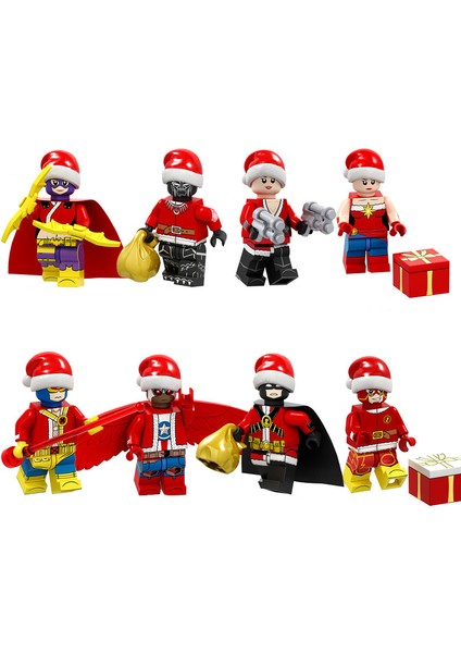 8 Parça Superhero Noel Sürümü Minifigure Panter Siyah Dul Monte Yapı Taşı Bebek Dekorasyon Oyuncak (Yurt Dışından)