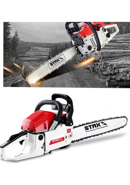 Staxx Power American  TT-OOP63 Ağaç Odun Dal Kesme Makinesi Benzinli Motorlu Testere Orman Motoru 63CC 7.9 Hp Hp