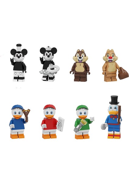 8 Parça Karikatür Bebek Mickey Minnie Scourge ve Chiditi Çocuk Eğitim Montaj Blokları Minifigures (Yurt Dışından)