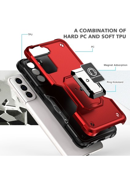 Samsung Galaxy S21 5g Için Yüzük Tutucu Kaymaz Kılıf - Kırmızı (Yurt Dışından) modelleri
