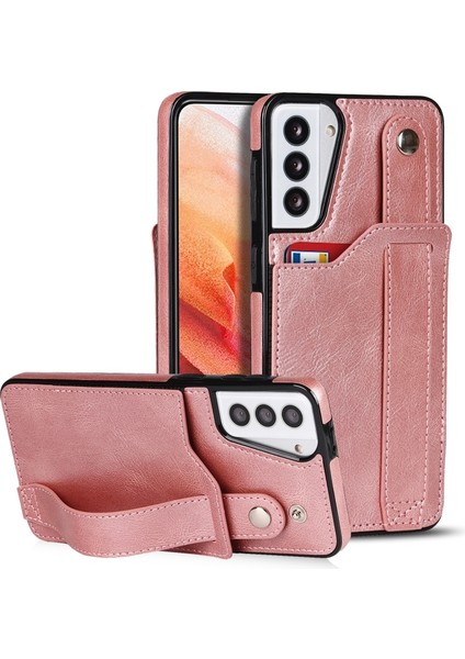 Samsung Galaxy S21 5g Için Tpu + Pu Bilek Kayışı Kılıf - Pembe (Yurt Dışından)