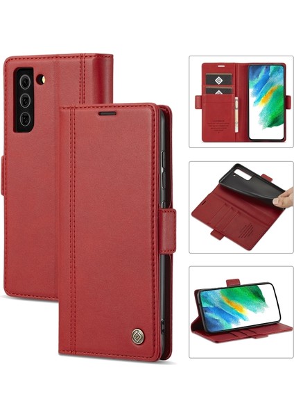 Lc.ımeeke Samsunggalaxy S21 5g Lc.imeeke Pu + Tpu Için Kılıf - Kırmızı (Yurt Dışından)
