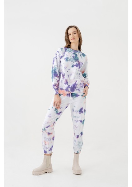Karbon Fırça Batik Boyama Oversize Sweatshirt 1094