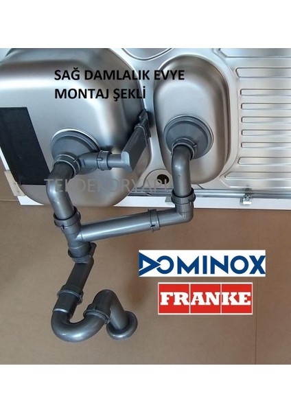 Domi̇nox Franke Evye Si̇fon Takimi 1,5 Göz Kare Taşmali