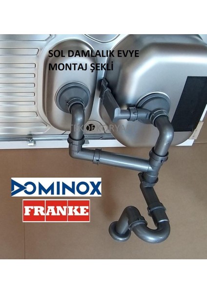 Domi̇nox Franke Evye Si̇fon Takimi 1,5 Göz Kare Taşmali