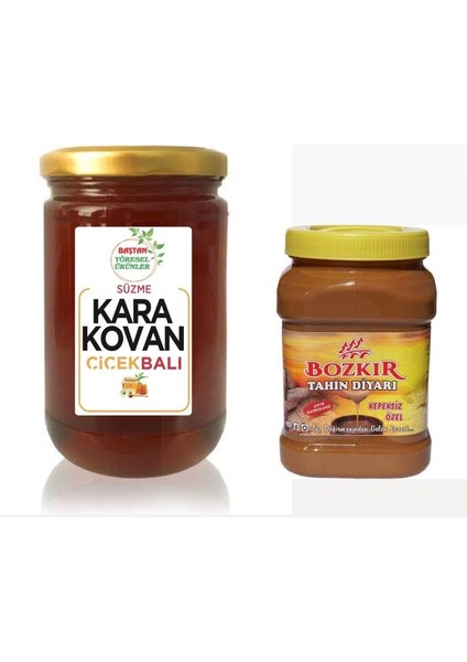 850gr Karakovan Süzme Bal ve 1 Kilo Konya Bozkır Çifte Kavrulmuş Tahin