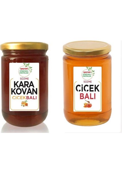 Baştan Yöresel 850GR Karakovan Süzme ve 850GR Çiçek Balı