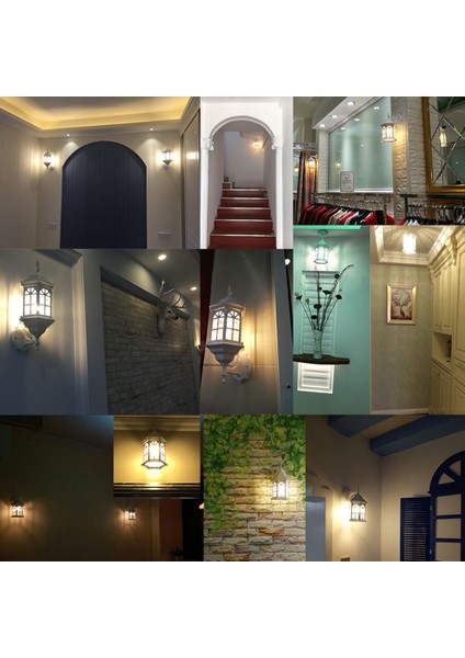 Bahçe Balkon Duvar Lambası, E27 Ampul Olmadan, Açık Teras Su Geçirmez Lamba, Retro Bar Açık Koridor Koridor Lambası, Beyaz (Yurt Dışından) indirimleri