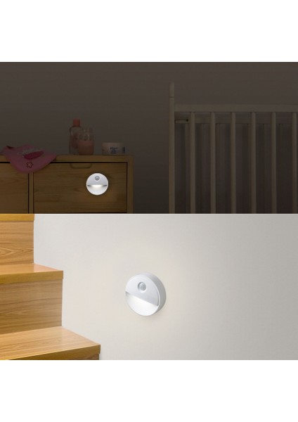 Beyaz 1 Watt Yarım Ay Şekli Yatak Odası Başucu LED Insan Vücudu Indüksiyon Lambası (Yurt Dışından)