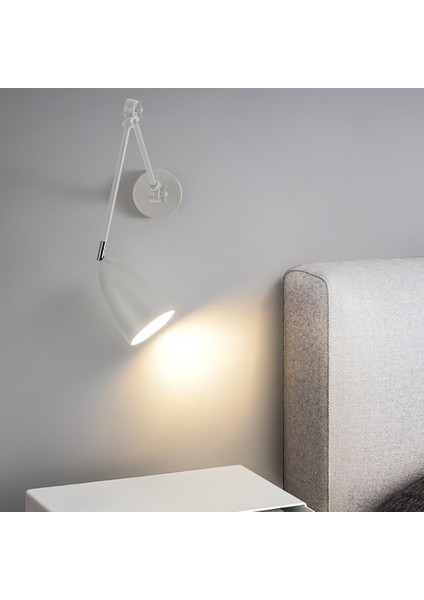 Uzun Kol Duvar Lambası Modern Kapalı Endüstriyel Retro Duvar Lambası 180 ° Ayarlanabilir, Kapalı Oturma Odası, Yatak Odası, Tavan Arasında (E27 Ampul Olmadan), Beyaz (Yurt Dışından)