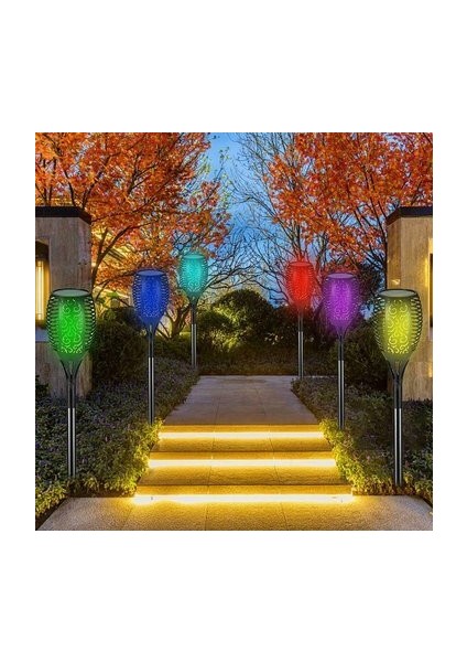 96 LED Rgb Güneş Enerjisi Torch Işık Flickering Alev Bahçe Yard Lamba Su Geçirmez (Yurt Dışından) fiyatları