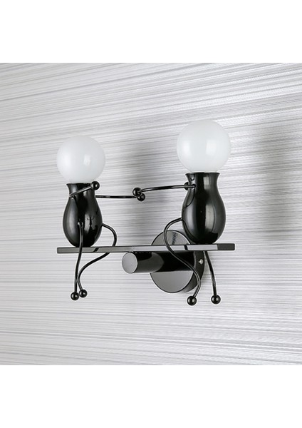 Çocuk Duvar Lambası, 220 V E27 Moda Yaratıcı Iki Kötü Duvar Lambası, Başucu Lambası Yaratıcı Lamba Koridor Merdiven Balkon Lambası, Siyah (Yurt Dışından)