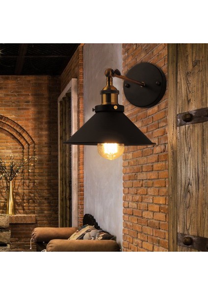 24 cm Tavan Toplama Kişilik Retro LED Duvar Lambası, 220 V Amerikan Ülke Demir Sanat Antika Restoran Bar Koridor Koridor Duvar Lambası, Siyah (Yurt Dışından)