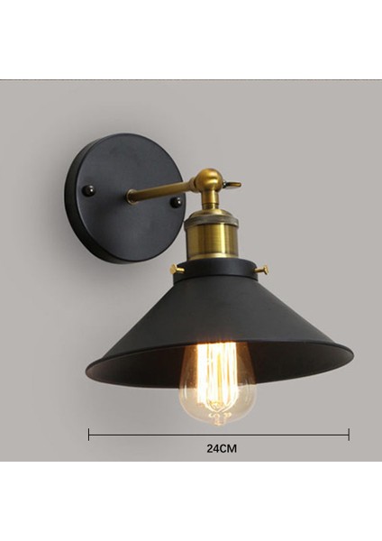 24 cm Tavan Toplama Kişilik Retro LED Duvar Lambası, 220 V Amerikan Ülke Demir Sanat Antika Restoran Bar Koridor Koridor Duvar Lambası, Siyah (Yurt Dışından)