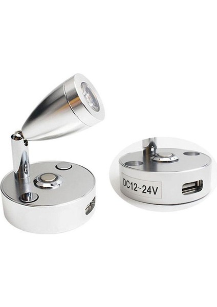 Gümüş 3 W DC12V Rv Tekne LED Okuma Işık ile Dokunmatik Kontrol Anahtarı ve USB Şarj Bağlantı Noktası Duvara Monte Lamba Başucu Veya Koltuk (3000K Sıcak Beyaz) (Yurt Dışından)