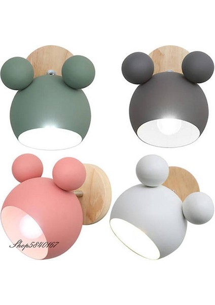 Nordic Duvar Lambası Çocuk Odası Işıkları Için Alüminyum Mickey Aplik Modern Kapalı Duvar Işık Fikstür E27 Yaratıcı Armatür (Gri Asılı) (Yurt Dışından) indirimleri