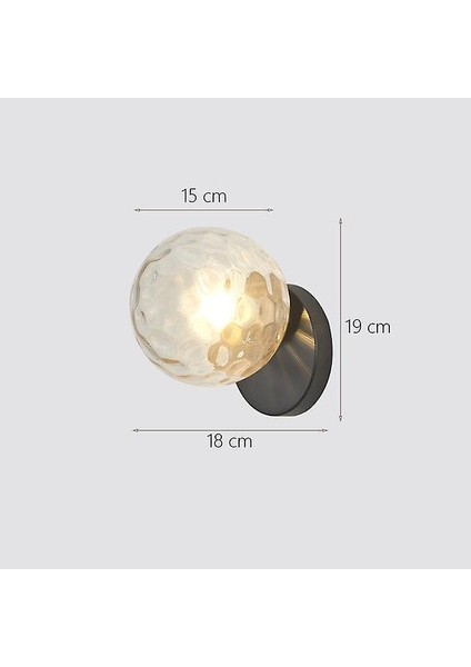 Nordic LED Duvar Ay Lambası Demir Modern Dekoratif Merdiven LED Işık Ev Başucu Yuvarlak Cam Duvar Işıkları Açık Kahverengi Applique Murale E27 (J) (Yurt Dışından)