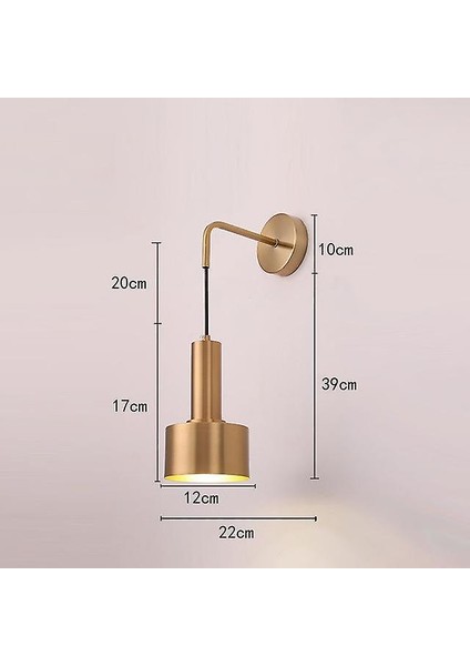 Nordic Wall Lamp American Style Iron Art Bedroom Bedside Lamp Modern Simple Living Room Wall Lamploft Wall Lamp Creative Mirror(A Gold) (Yurt Dışından)