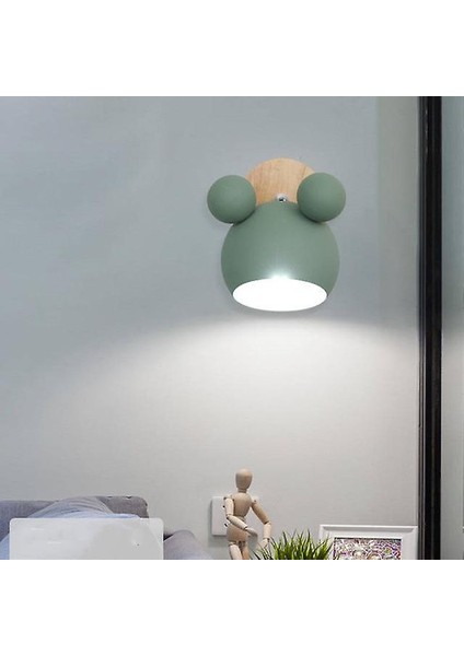 Nordic Mickey Mouse Aplik Modern Duvar Lambası - Yeşil (Yurt Dışından)