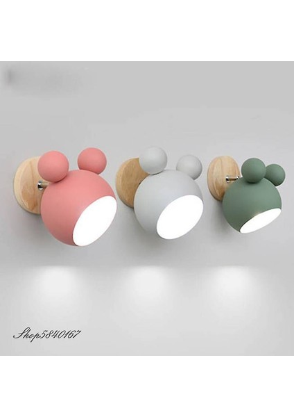 Nordic Mickey Mouse Aplik Modern Duvar Lambası - Yeşil (Yurt Dışından)